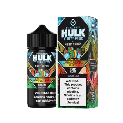 Frozen Hulk Tears Sour Belts Straw-Melon Chew By Mighty Vapors E-Liquid (100ml) - Eliquidstop