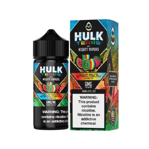 Hulk Tears Sour Belts Straw-Melon Chew By Mighty Vapors E-Liquid (100ml) - Eliquidstop